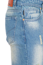 Krossstitch Men's Light Blue Denim Ripped Shorts