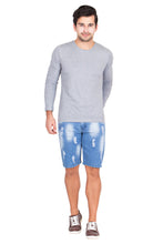 Krossstitch Men's Blue Denim Ripped Shorts