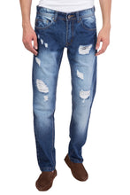 Men's Ripped Slim Fit Straight Denim Jeans Pants Vintage Style with Broken Holes
