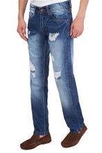 Men's Ripped Slim Fit Straight Denim Jeans Pants Vintage Style with Broken Holes