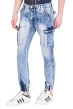 KROSSSTITCH Men's Faded Cloud Wash Blue Original Cargo Denim Jeans