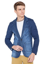 Krossstitch Full Sleeve Men's Denim Blazer with Brass Button