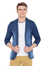 Krossstitch Full Sleeve Men's Denim Blazer with Brass Button