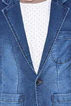 Krossstitch Full Sleeve Men's Denim Blazer with Brass Button