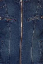 Sleeveless Dark Blue Men's Denim Jacket with Zipper