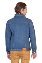 Full Sleeve Blue Men's Denim Jacket with Brass Buttons