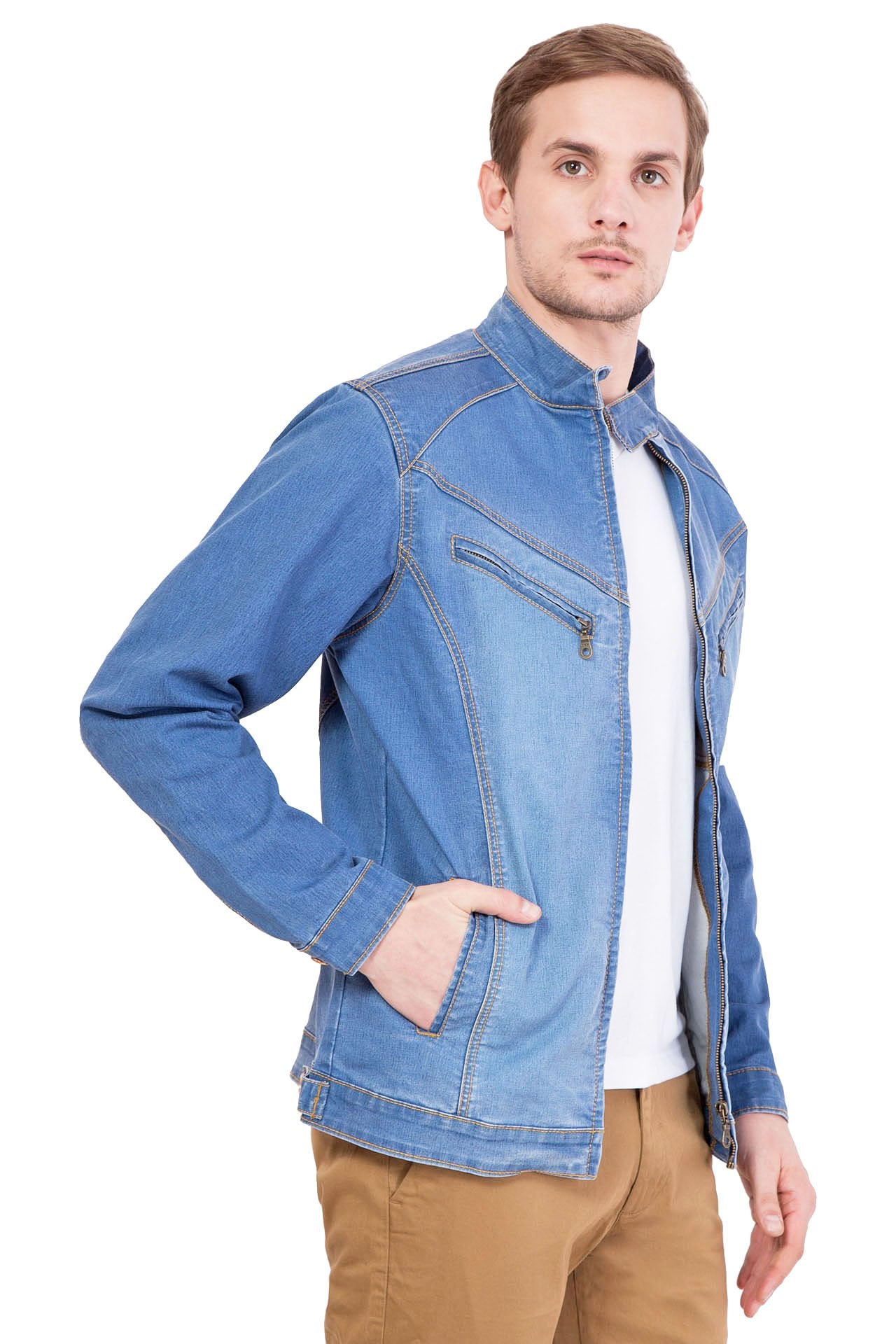 Detailed Sleeve Zip Up Denim Jacket – Maison-B-More Global Store