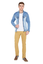 Krossstitch Full Sleeve Men's Denim Jacket with Zip Closer