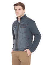 Krossstitch Full Sleeve Men's Denim Grey Jacket with Zip Clouser