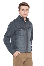 Krossstitch Full Sleeve Men's Denim Grey Jacket with Zip Clouser