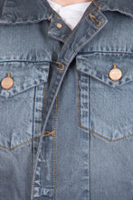 Krossstitch Full Sleeve Greyish Green Men's Denim Jacket with Brass Button