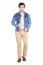 Krossstitch Full Sleeve Light Blue Cloud Wash Men's Denim Jacket with Brass Button