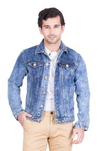 Krossstitch Full Sleeve Light Blue Cloud Wash Men's Denim Jacket with Brass Button