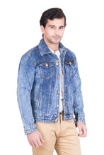 Krossstitch Full Sleeve Light Blue Cloud Wash Men's Denim Jacket with Brass Button
