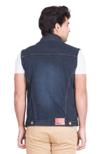 Krossstitch Sleeveless Black Grey Men's Denim Jacket with Brass Button