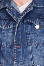 Krossstitch Full Sleeve Dark Blue Men's Denim Jacket with Brass Button