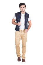 Krossstitch Sleeveless Dark Blue Men's Denim Jacket with Zipper