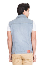 Krossstitch Sleeveless Light Grey Men's Denim Jacket with Brass Button